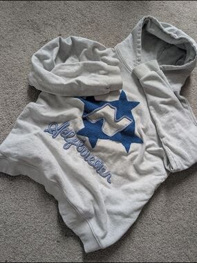 Aelfric Eden- Light Gray Hoodie with Blue Star Applique